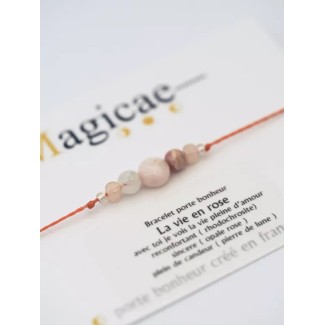 Bracelet porte bohneur "La vie en Rose"