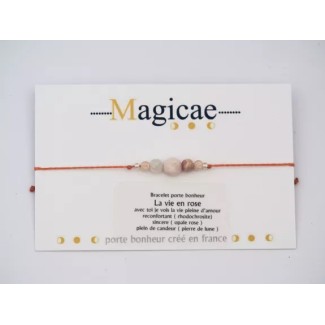 Bracelet porte bohneur "La vie en Rose"
